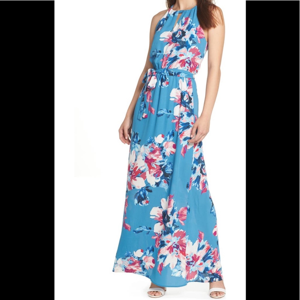 Charles Henry Blue Floral Maxi Dress EUC - Size Medium